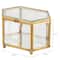 Home Details Vintage Mirrored Bottom Gold Hexagonal Glass Keepsake Box